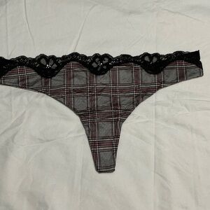 Victoria's Secret Plaid Panties with Black Lace Trim